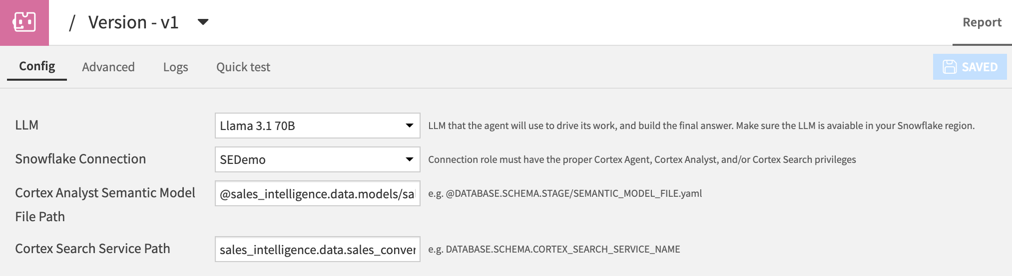 Fig 8. Configure the Cortex Agent