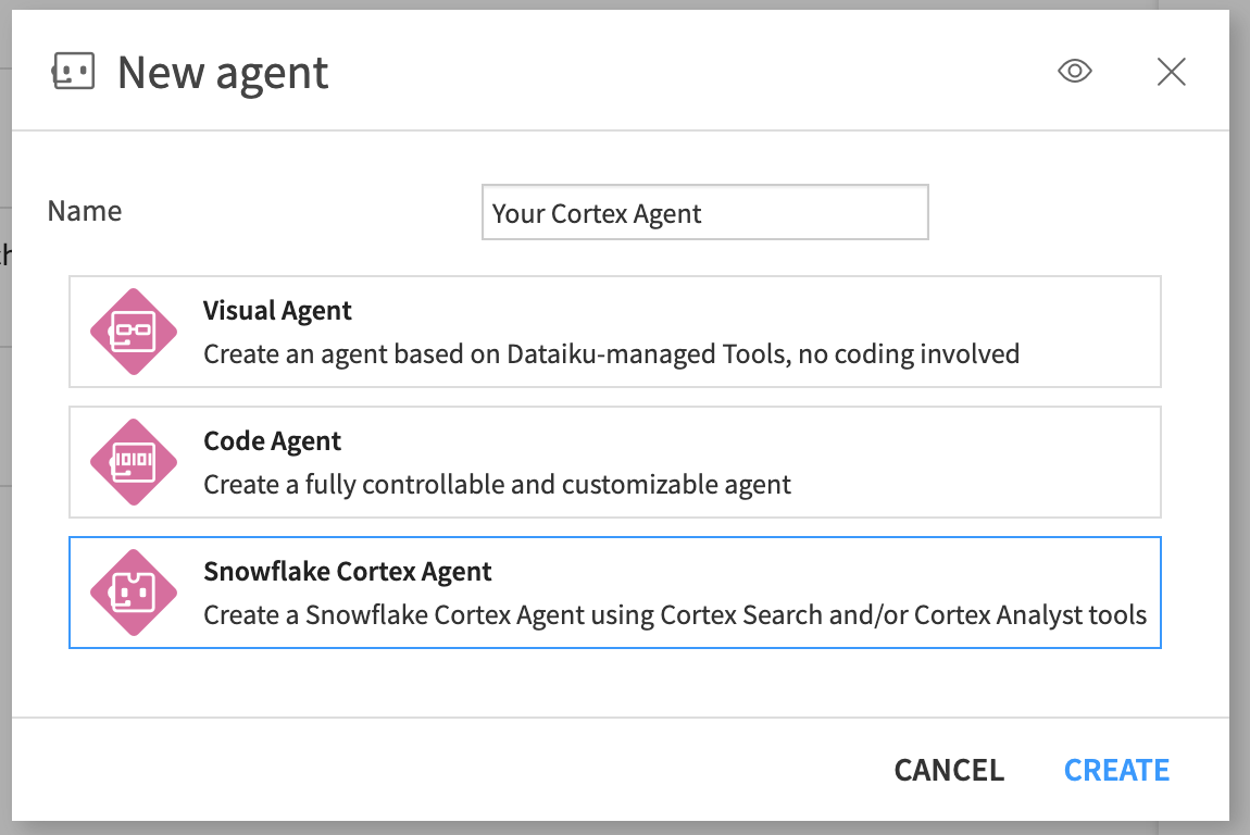 Fig 7. Create a new Cortex Agent