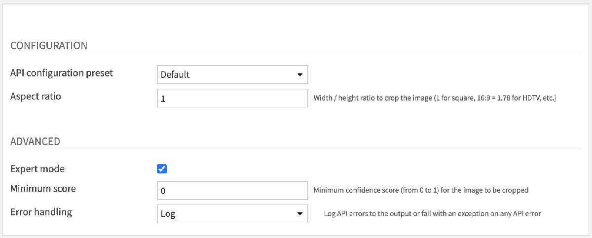 Automatic Cropping Recipe Settings
