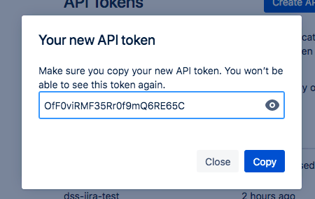 Copy the newly created token