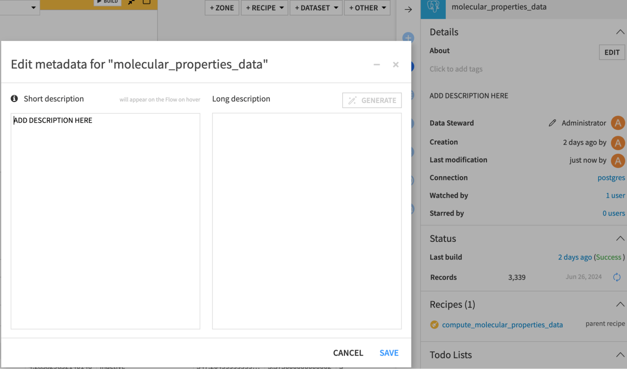 SqlToolDatasetDescription