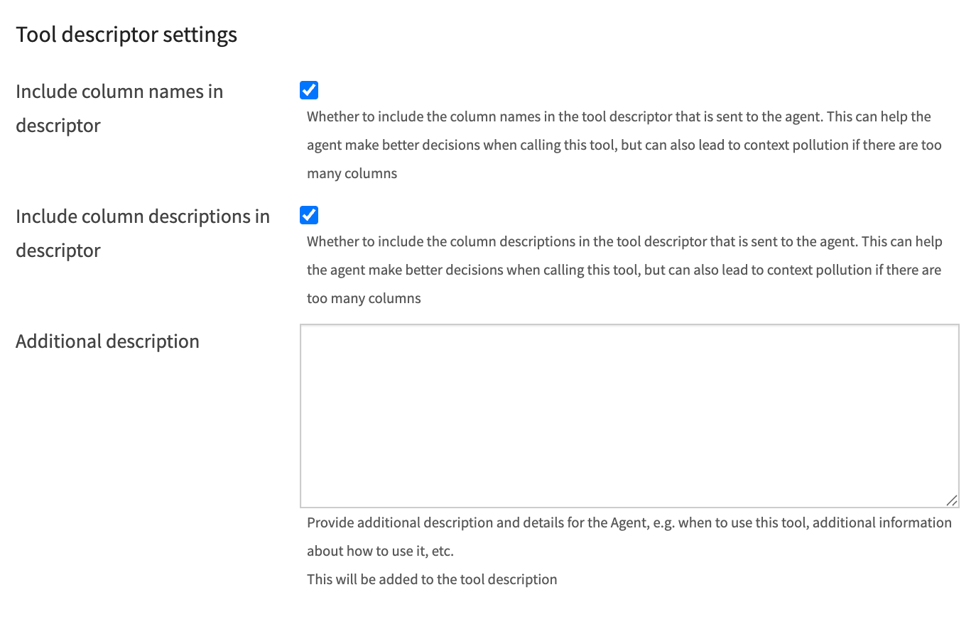 SqlToolDescriptorSettings