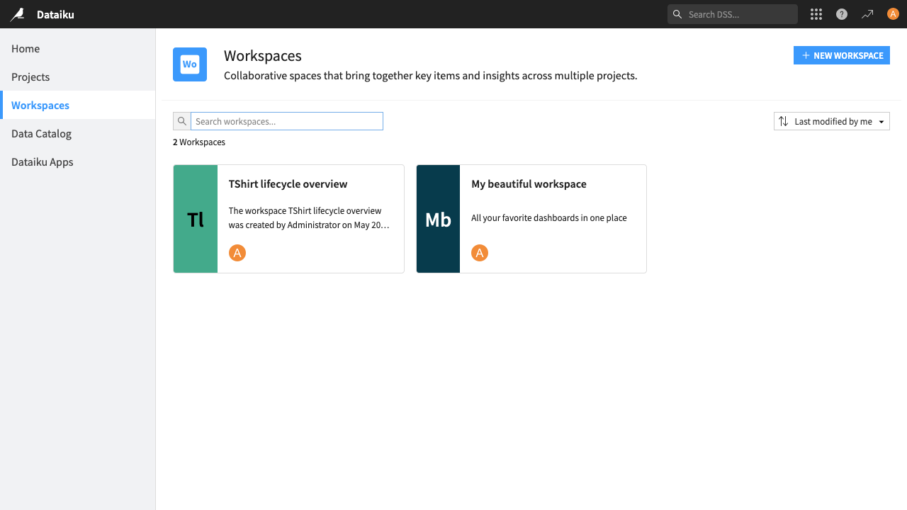 Workspaces Page