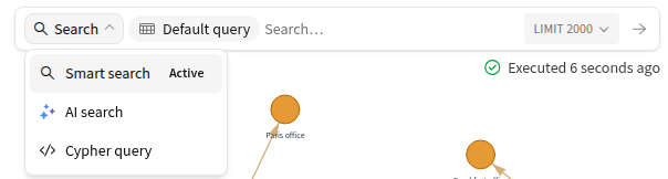 Search modes: Smart search, AI search, and Cypher query